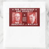 1940 Stemming Roosevelt + Wallace, rood Rechthoekige Sticker (Tas)