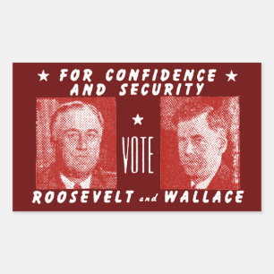 1940 Stemming Roosevelt + Wallace, rood Rechthoekige Sticker