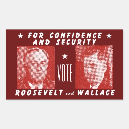 1940 Stemming Roosevelt + Wallace, rood Rechthoekige Sticker (Voorkant)