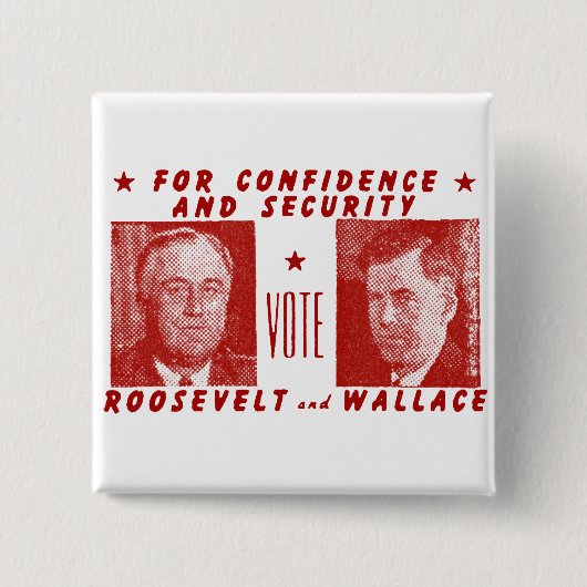 1940 Stemming Roosevelt + Wallace, rood Vierkante Button 5,1 Cm (Voorkant)