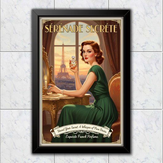 1940 Vintage Sérénade Secrète Parfum Reclame Poster