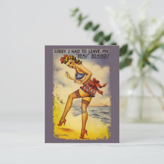 1940s Bathing Beauty Funny Briefkaart (Staand voorkant)