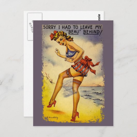 1940s Bathing Beauty Funny Briefkaart (Voorkant / Achterkant)