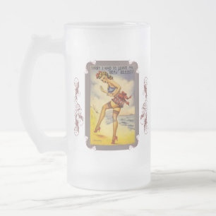 1940s Bathing Beauty Funny Frosted Beer Mok