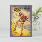 1940s Bathing Beauty Funny Party Uitnodiging (Staand voorkant)