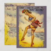 1940s Bathing Beauty Funny Party Uitnodiging (Voorkant / Achterkant)
