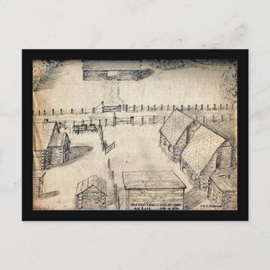 1940s Boerderij Schets Briefkaart (Voorkant)