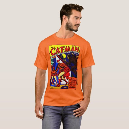 1940's Cat-Man Comic T-Shirt (Voorkant volledig)