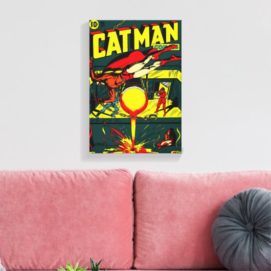 1940's CAT-MAN Comics Canvas Print (Insitu (Woonkamer))