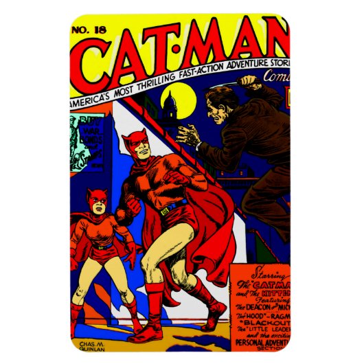 1940's Cat-Man Comics Magnet Magneet (Verticaal)