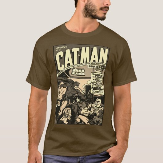 1940's CAT-MAN Comics (monotone) T-shirt (Voorkant)