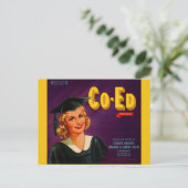 1940s Co-Ed Brand citrus crate label Briefkaart (Staand voorkant)
