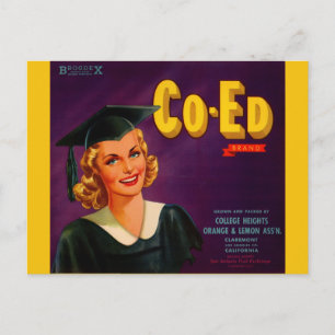 1940s Co-Ed Brand citrus crate label Briefkaart