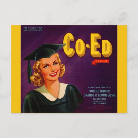 1940s Co-Ed Brand citrus crate label Briefkaart (Voorkant)