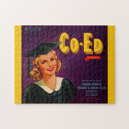 1940s Co-Ed Brand citrus crate label Legpuzzel (Horizontaal)