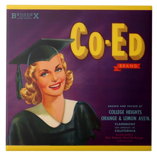 1940s Co-Ed Brand citrus crate print Tegeltje (Voorkant)