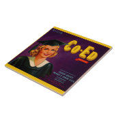 1940s Co-Ed Brand citrus crate print Tegeltje (Zijkant)