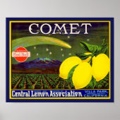1940's Comet Lemon Fruit Crate Label Poster (Voorkant)
