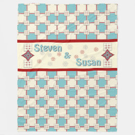 1940s gelaagde Tegel_aqua, ivoor, rood (gepersonal Fleece Deken