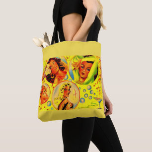 1940s glamour meisjes print tote bag