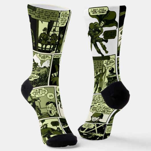 1940's Green Lama Comic Strip Socks Sokken (Gebogen)