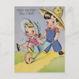  1940s Happy Birthday Beste kind Briefkaart