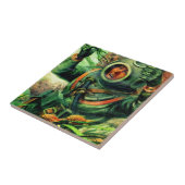 1940s illustratie onderzeese duiker in duikhelm tegeltje (Zijkant)