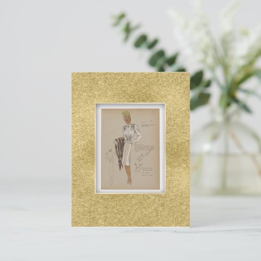 1940s Kat jasje Zacht lichaam Perky Peplum Briefkaart (Staand voorkant)