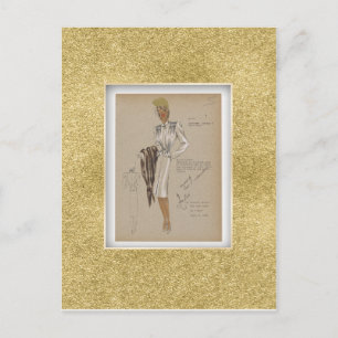 1940s Kat jasje Zacht lichaam Perky Peplum Briefkaart