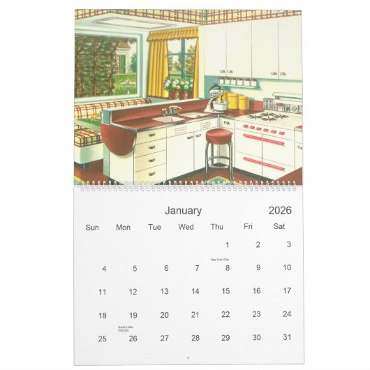 1940s Keukenhuis , 12 maanden Kalender (Jan 2026)