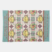 1940s Keukenpatroon met gele theepotten Personalis Theedoek (Horizontaal)