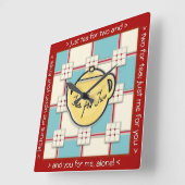 1940s Keukenpatroon w / gele theepot Vierkante Klok (Hoek)