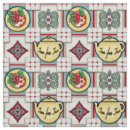 1940s Keukenpatroon w / Gele theepotten Stof