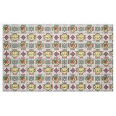 1940s Keukenpatroon w / Gele theepotten Stof (Fat Quarter)