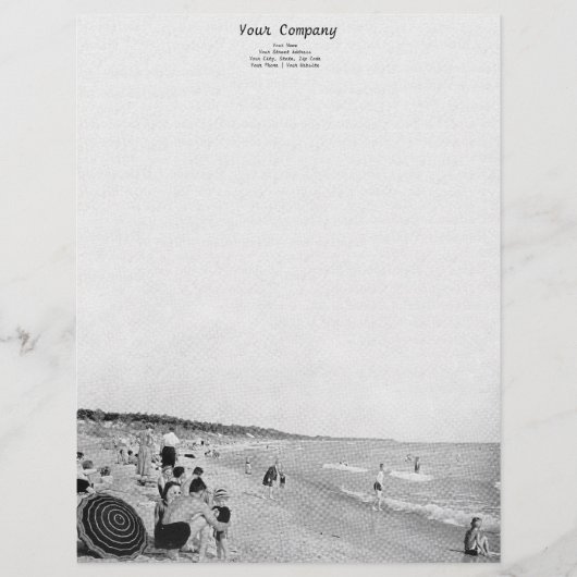 1940's Lake Michigan Beach Scene Briefhoofd (Voorkant)