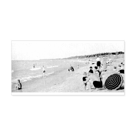 1940s Lake Michigan Beach Scene Rubber Art Stamp Rubberstempel (Afrduk)