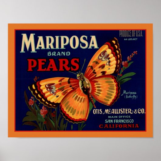 1940's Mariposa vlinderperen Poster (Voorkant)