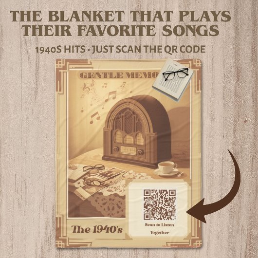 1940s Muziektherapie Dekbed | QR Code 40s Hits Fleece Deken