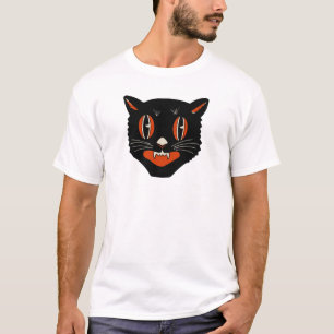 1940s ontwerp zwarte kat t-shirt