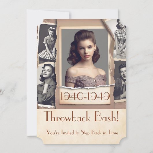 1940s Party Era  Nostalgische Tiener Party Kaart (Voorkant)