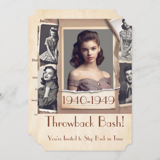 1940s Party Era  Nostalgische Tiener Party Kaart (Voorkant / Achterkant)