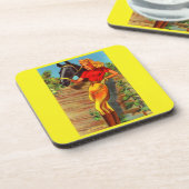 1940s pin-up gal and horse drankjes onderzetter (Linkerzijde)