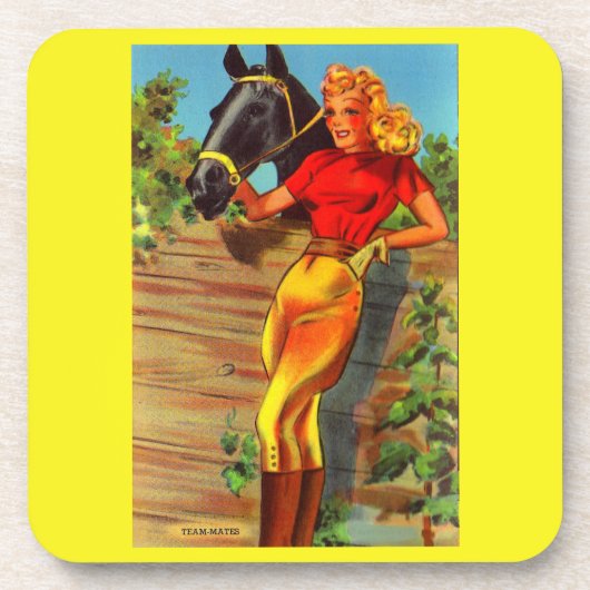 1940s pin-up gal and horse drankjes onderzetter (Voorkant)