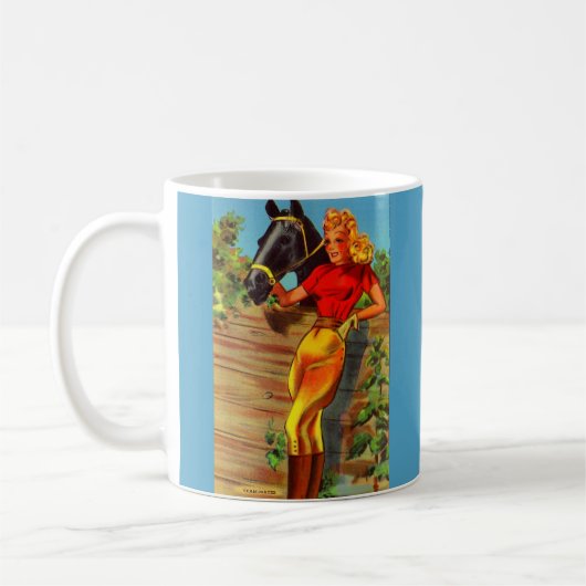 1940s pin-up gal and horse koffiemok (Links)