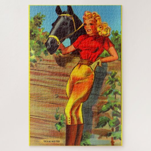 1940s pin-up gal and horse legpuzzel (Verticaal)