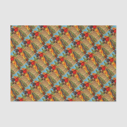 1940s pin-up gal and horse print tissuepapier (Voorkant)