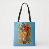 1940s pin-up gal and horse print tote bag (Voorkant)