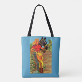 1940s pin-up gal and horse print tote bag (Achterkant)