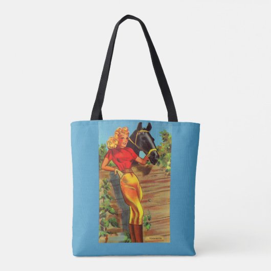 1940s pin-up gal and horse print tote bag (Achterkant)