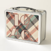 1940s Plaid Metal Lunch Box (Achterkant)